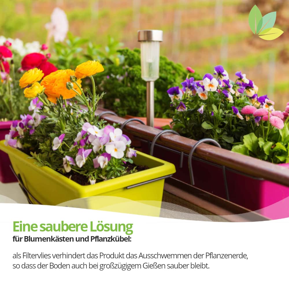 premiumgarden Premium Blumenkastenvlies | 1m | Mae: 0,9 x 1,15m | 3er  Pack | wei | 110g/m | Trennvlies/Filtervlies | Grtnervlies fr  Blumentpfe | Pflanzkbel und Blumenksten : Amazon.de: Garten