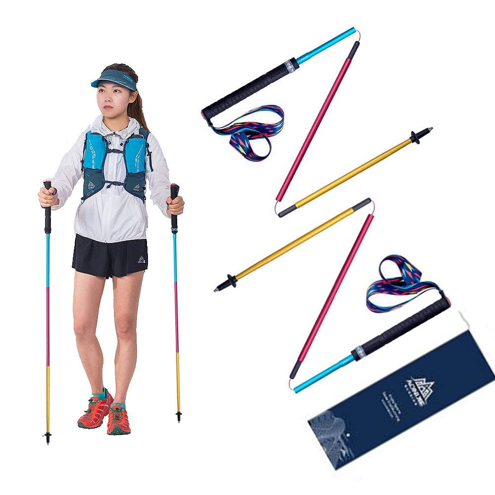 AONIJIE Trekking Poles -2 Ultralight Collapsible Carbon Fiber Hiking Poles with Anti-Shock and Quick Lock System, Folding Walking Sticks for Hiking, Camping, Mountaining