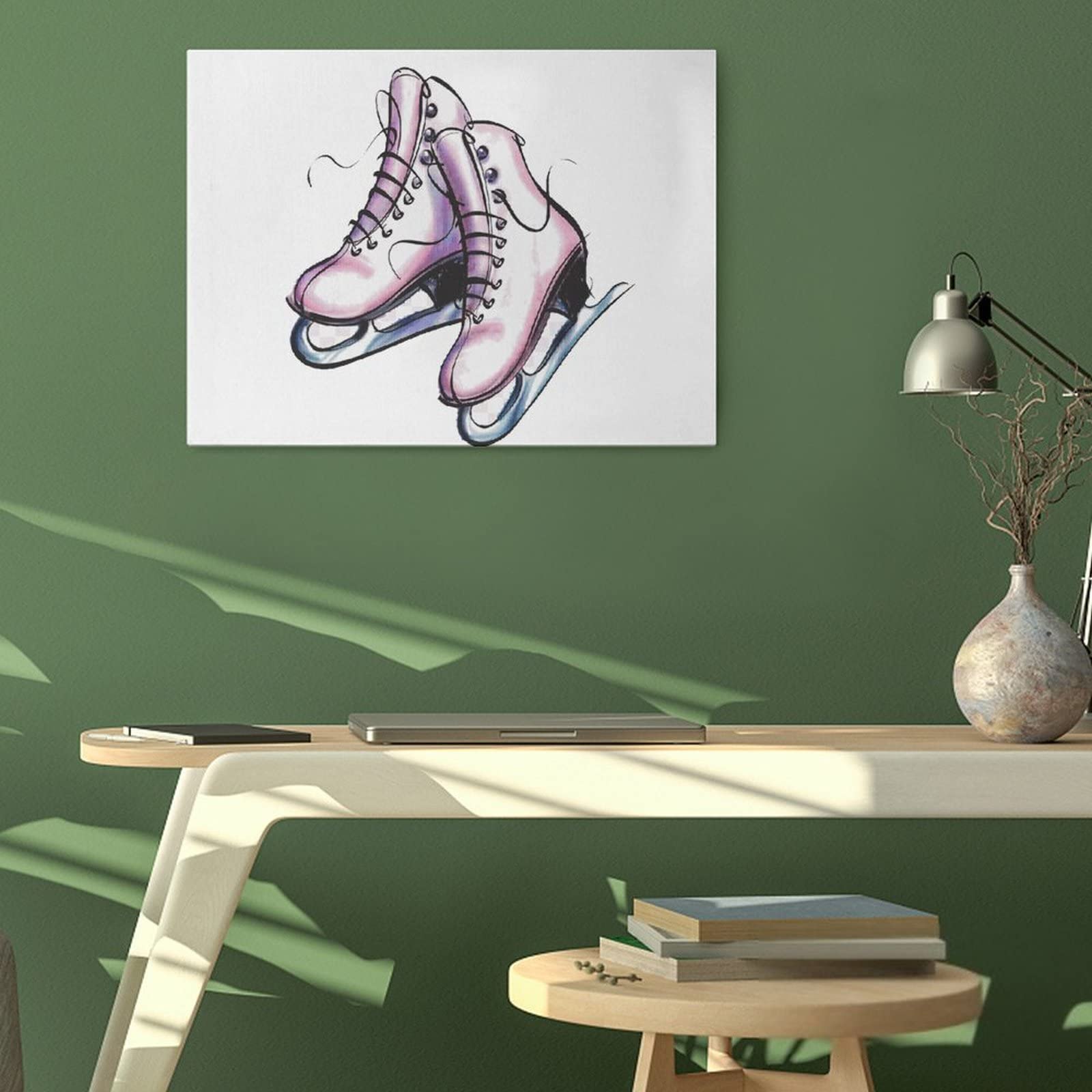 Cartoon Ice Skating Skates Canvas Painting Picture Hanging Poster