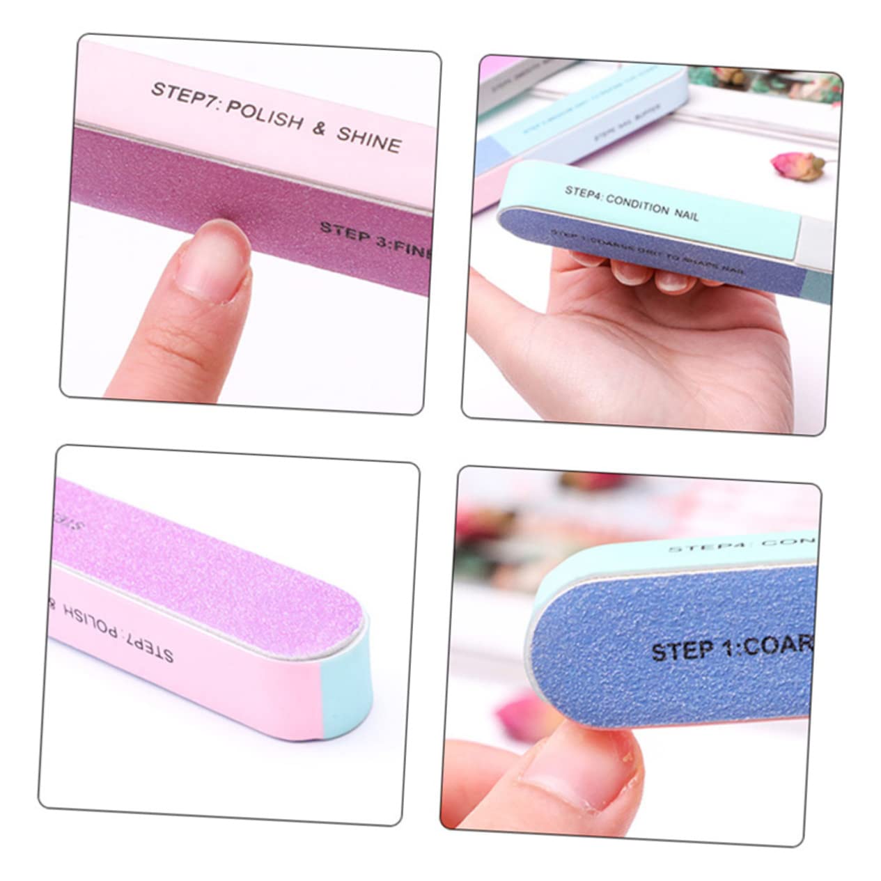 OSOLADY 12Pcs Nail File Blocks Sided Polishing Tools for Professional Use Washable Sanding Blocks for Fingernails and Toenails Grit Levels