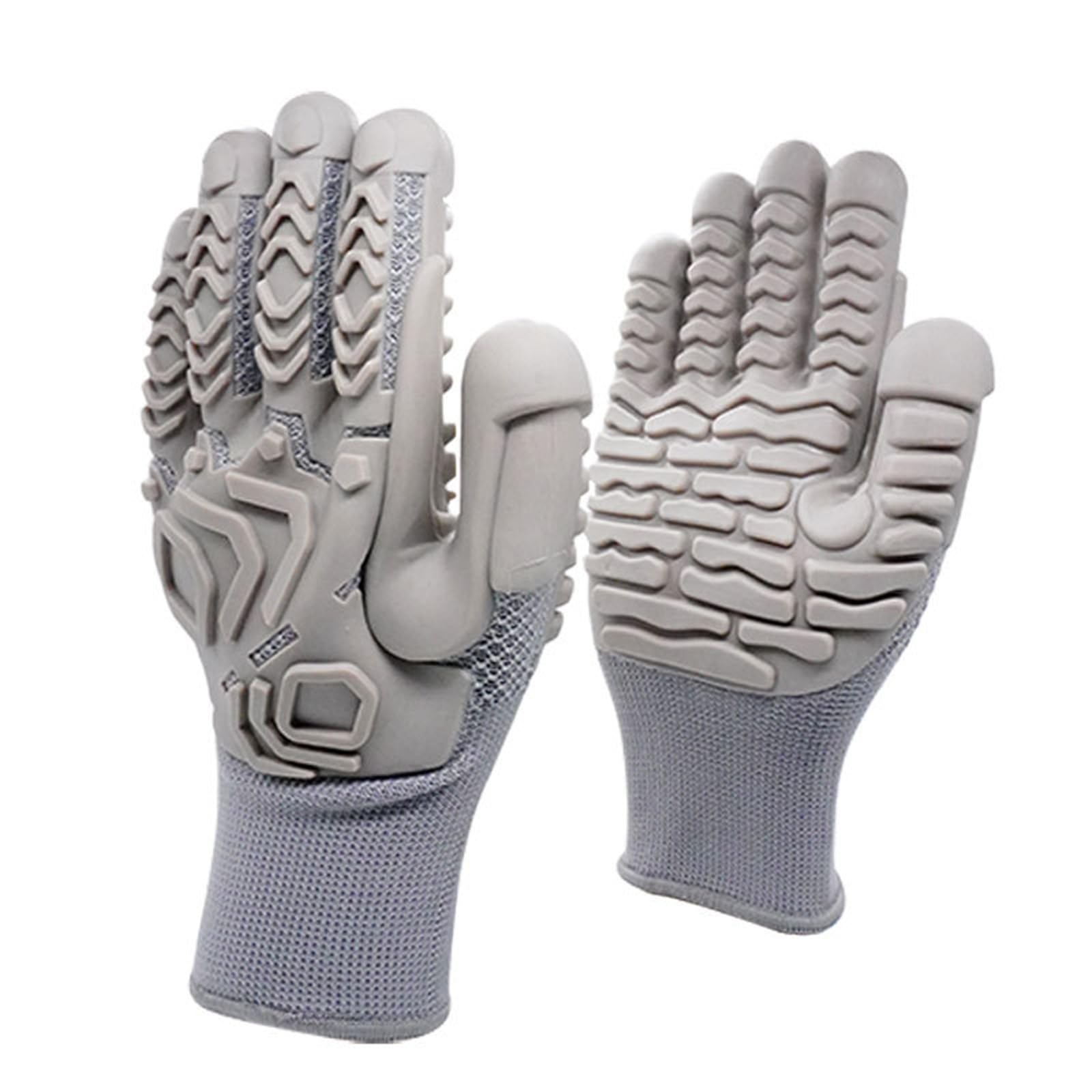 Detpwvwb Grey Shock-Absorbing Anti-Vibration Gloves For Drilling, Mining, Forestry, And Logging - Non-Slip, Wear-Resistant Labour Protection Gloves(Gray)