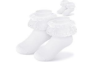 2 Pairs Charming White Ruffle Socks: Perfect Fit for Toddler Girls!