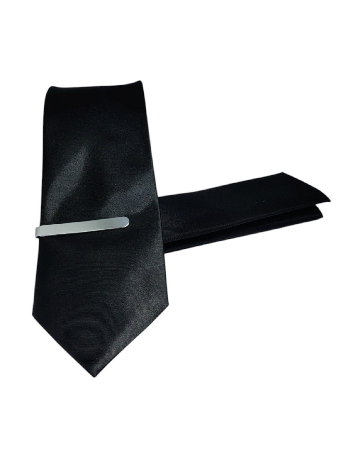 Solid Color Italian Silk Tie & Pocket Square Combo with Premium Silver Anti-Tarnish Tie Pin for Men | 2.75" Slim-Standard Width Necktie-image-18