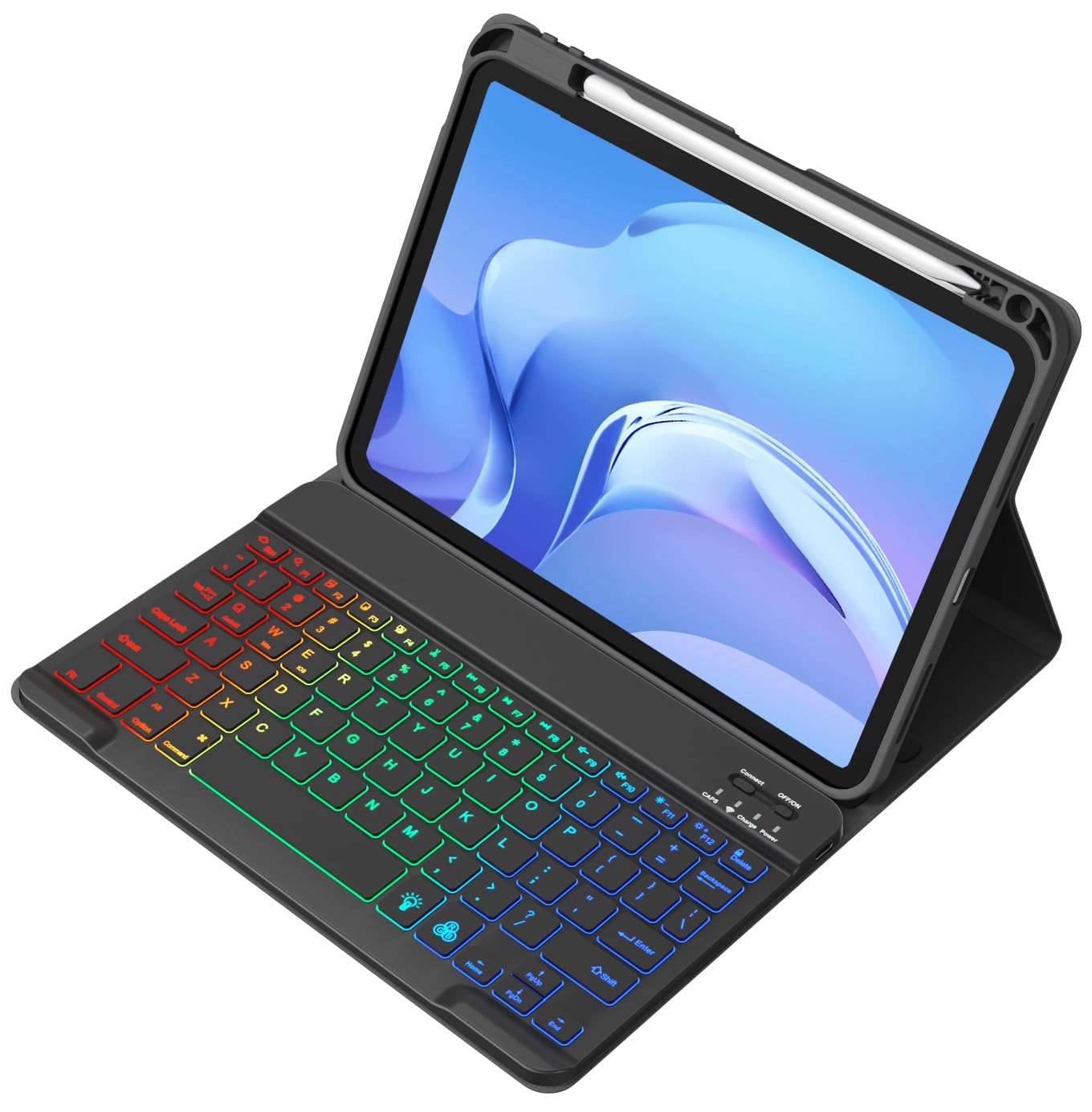 Akkerds for iPad A16 Case with Keyboard - 7 Colors Backlit Keyboard for iPad 10th Generation/iPad Air 11 Inch - Wireless Folio Cover for iPad Air 10.9 Inch/iPad Pro 11 Inch 2022/2021/2020 (Black)