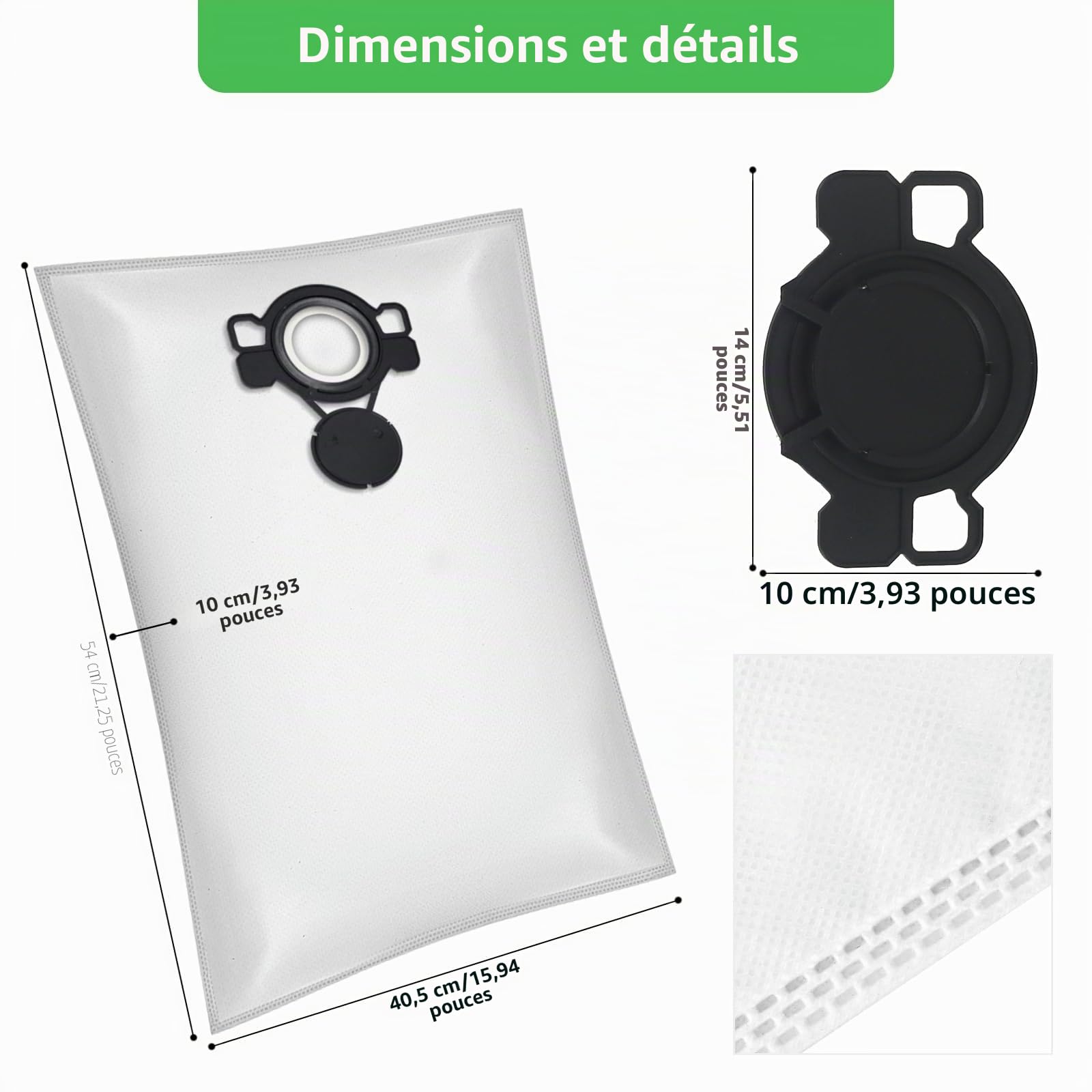 Lot de 15 sacs d'aspirateur en non-tissé pour Makita VC2512L, VC3012L, VC2010L, VC2000L, VC2012L, VC3011L, VC3511L, VC2511L Type DSM 42 (15 sacs VC2512L)