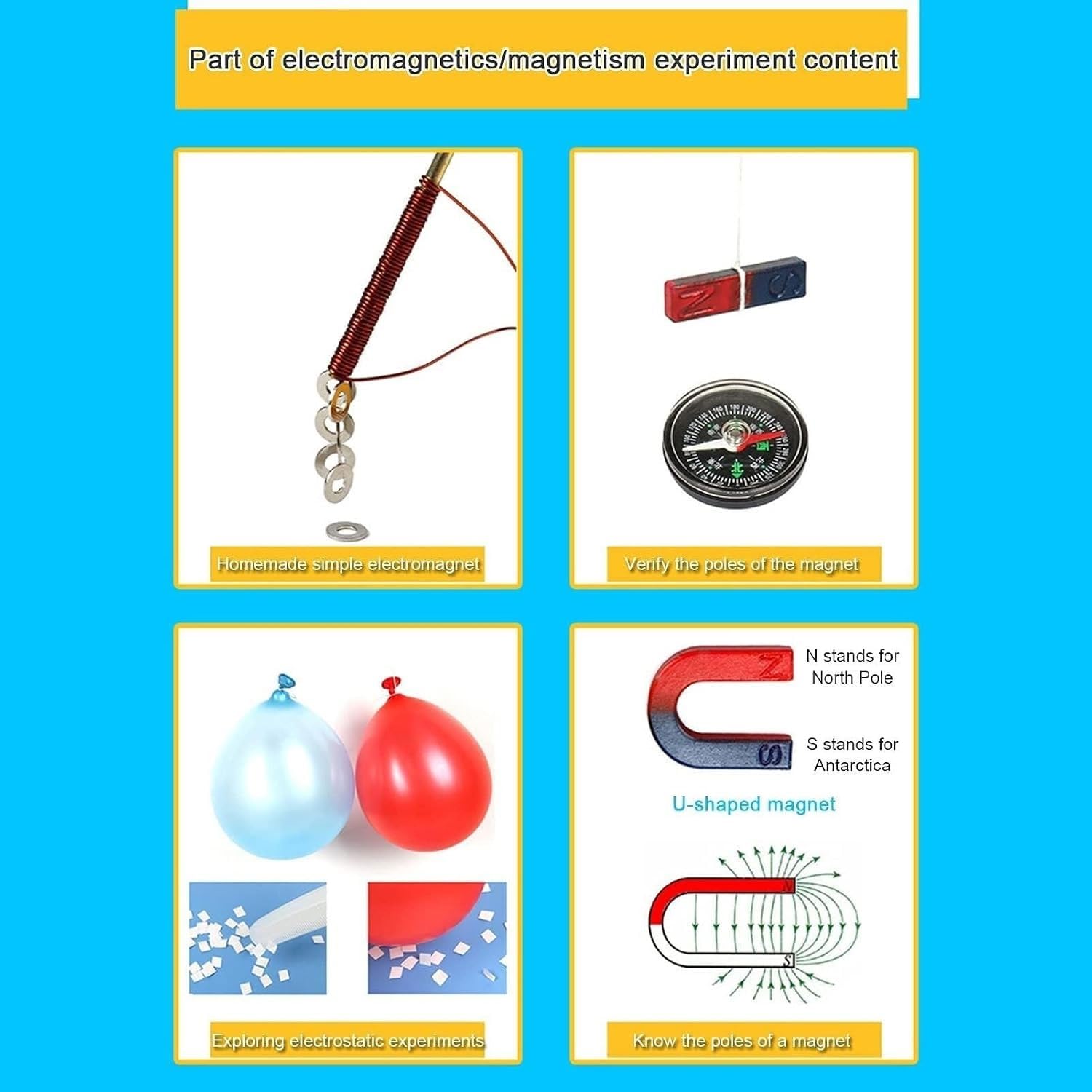 Kit for esplorazione di circuiti ed elettromagnetismo, Scatola for esperimenti di Fisica Multifunzionale con generatore a manovella, magneti, semaforo e Accessori paralleli in Serie