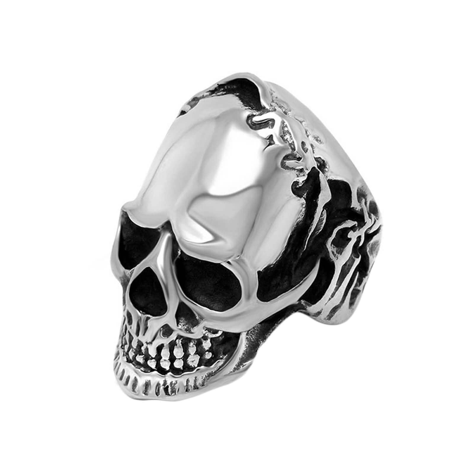 Homxi Anillos Acero Inoxidable Hombre Grabado,Anillo Calavera 31.6MM Anillo Plata para Hombre Anillos Boda Hombre