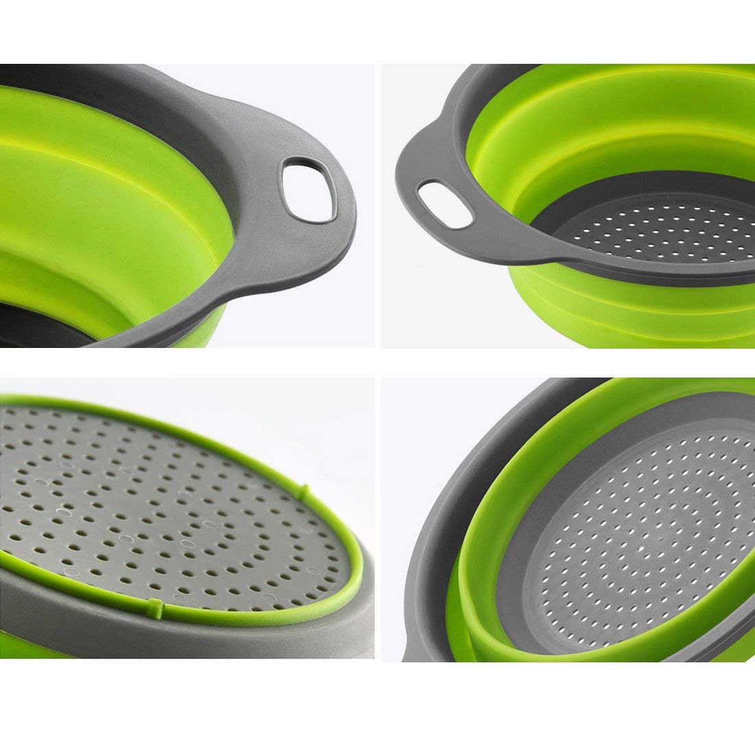 JJOO Set Di 2 Colini Pieghevoli In Silicone Alimentare: Grande 29,2 Cm E Piccolo 24,1 Cm, Verde, Salvaspazio - 4