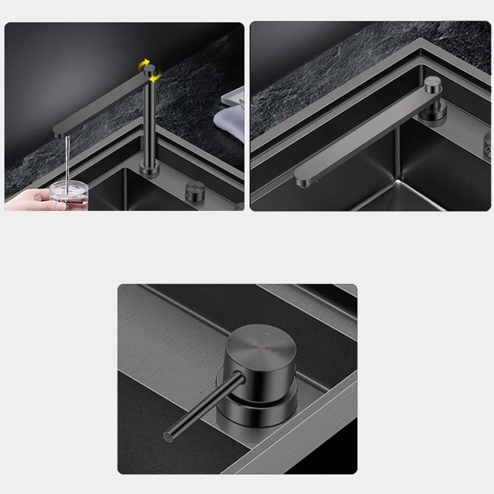 Grifo de 3 vías, grifos para fregadero, ideal para instalación en ventanas, grifo de 3 vías, níquel cepillado, caño giratorio de 360 grados, grifo de agua potable, grifos para fregadero, monoman