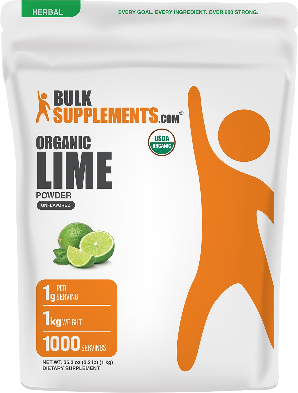 BulkSupplements.com Organic Lime Powder - Organic Lime Flavoring Powder, Sourced from Citrus Aurantifolia Fruit - Air Dried & Gluten Free, 1g per Serving, 1kg (2.2 lbs) (Pack of 1) 2.2 Pound (Pack of 1)
