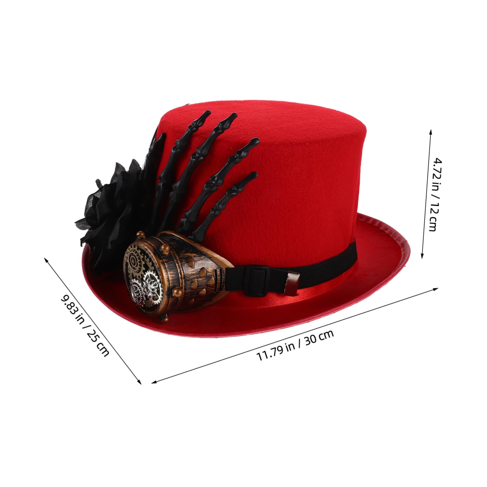 UKCOCO Sombrero de Copa Steampunk para Halloween con Mano de Calavera Diseño Unisex para Fiestas de Disfraz rol