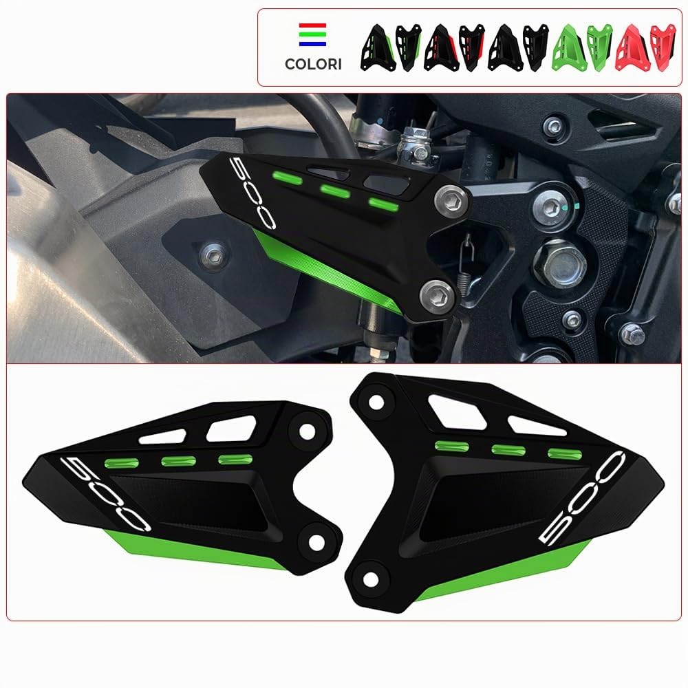 Modeer Per Kawasaki Ninja 400 Z400 2018-2024 | Ninja 500 Z500 2024 Moto CNC Poggiapiede Pedale Protettore Poggiapiede Piastre per Talloni Copertura di Protezione Accessori (z500-nero/verde)