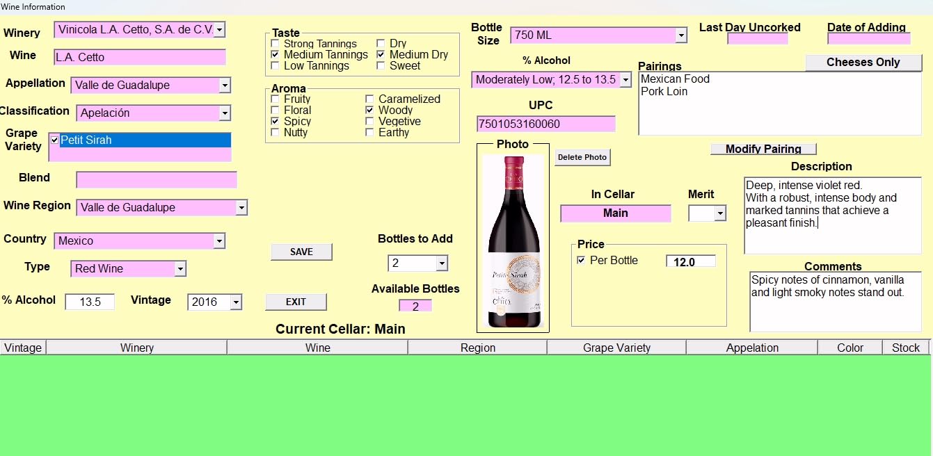 InfoWine | Software de maridaje de vinos con inteligencia artificial para aficionados y profesionales del vino (sumilleres) | USB con licencia de 1 año | Incluye varias bodegas | para PC con Windows |