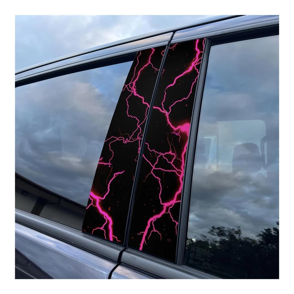 Bertdcx One Color Pink Lightning Car Sticker Easy To Tear And Easy To Stick B Pillar Protective Decal Auto Parts