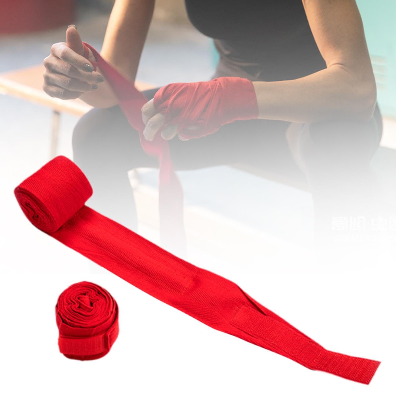 QSTDGVPW 2 Pieces Boxing Hand Wraps Sparring Inner Gloves for Men Women, 3m Red