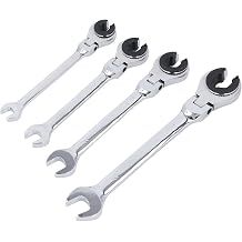 Brake Line Wrench Set, 10mm 12mm 14mm 17mm Ratcheting Tubing Wrenches, 72 Teeth Adjustable Angle Ratcheting Wrench for Air Conditioning Tubing