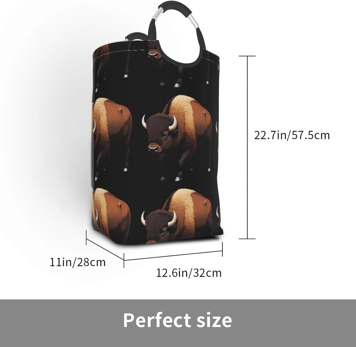 Trail Dust Bison Foldable storage bag, 50L capacity, suitable for laundry room, dormitory bedroom, dirty clothes storage basket.