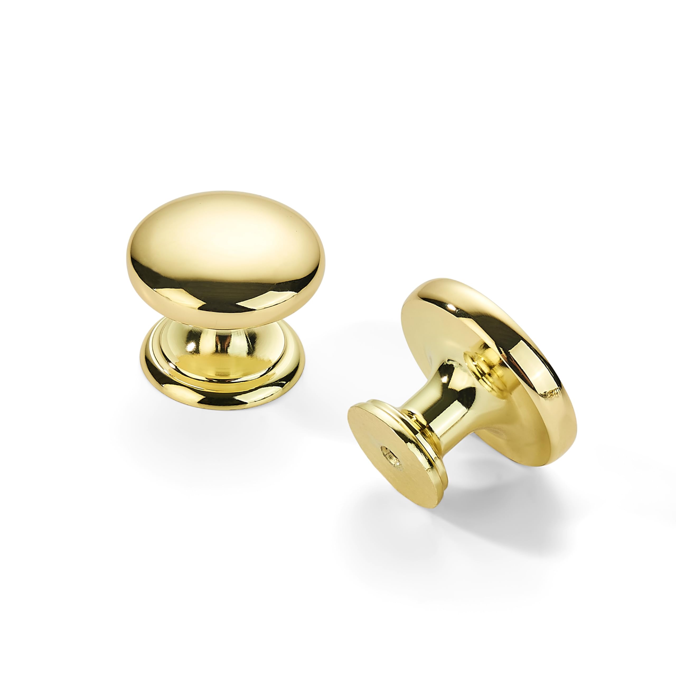KHTUMEWARE-LHSZ4 Round Knob, Polished Gold, 1-1/2 in (38 mm), 10-Pack