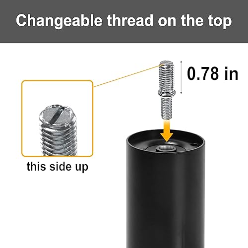 Miniatura 2 de Skuehod Patas de metal de 5 pulgadas de repuesto para base de cama eléctrica ajustable, rosca M8 con adaptadores M10 (5 pulgadas, rosca M8)