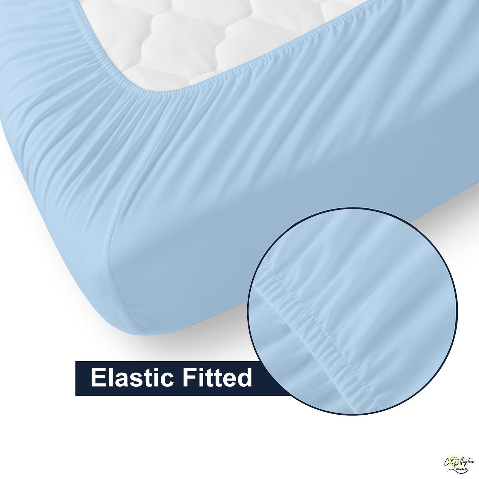 Ardenia Bedding - Set di 4 lenzuola per lettino, 400 pezzi (30" X 75" X 6" Drop) Solido blu chiaro.