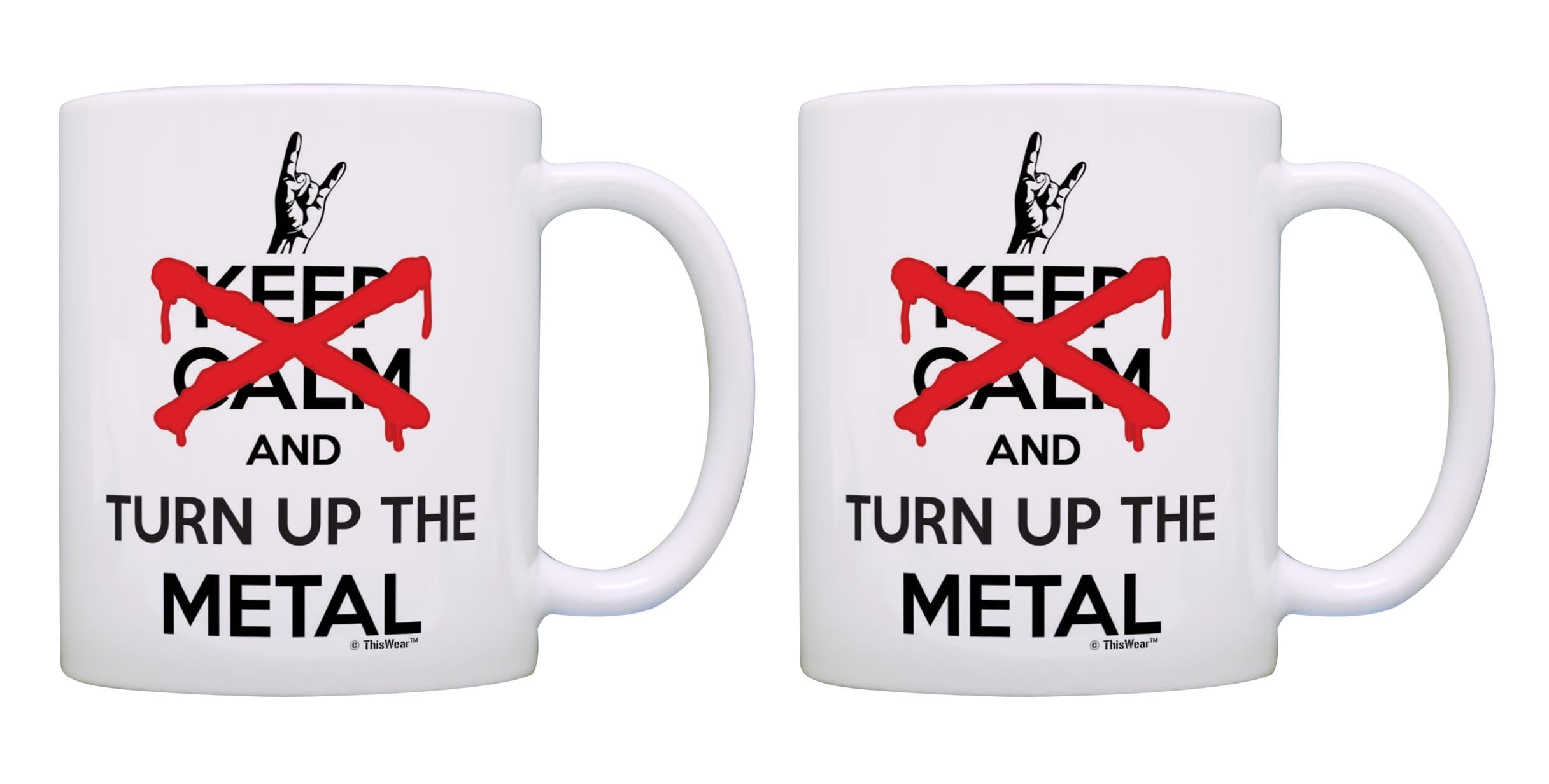 Rock Band Heavy Metal Music Don't Keep Calm and Turn Up The Metal 2 Pack 11oz Ceramic Coffee Mug Set
