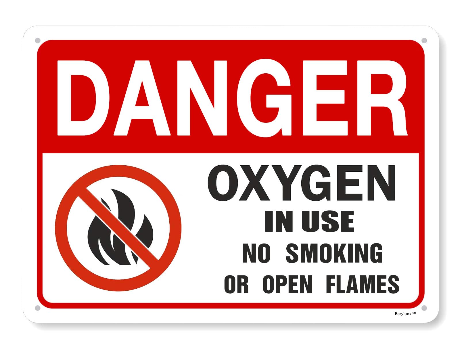 (2-Pack) Metal Tin Sign No Smoking Or Open Flame Sign,Oxygen In Use No Smoking Sign,Home,Business Security Sign "Oxygen In Use No Smoking", 8"x12" Sign