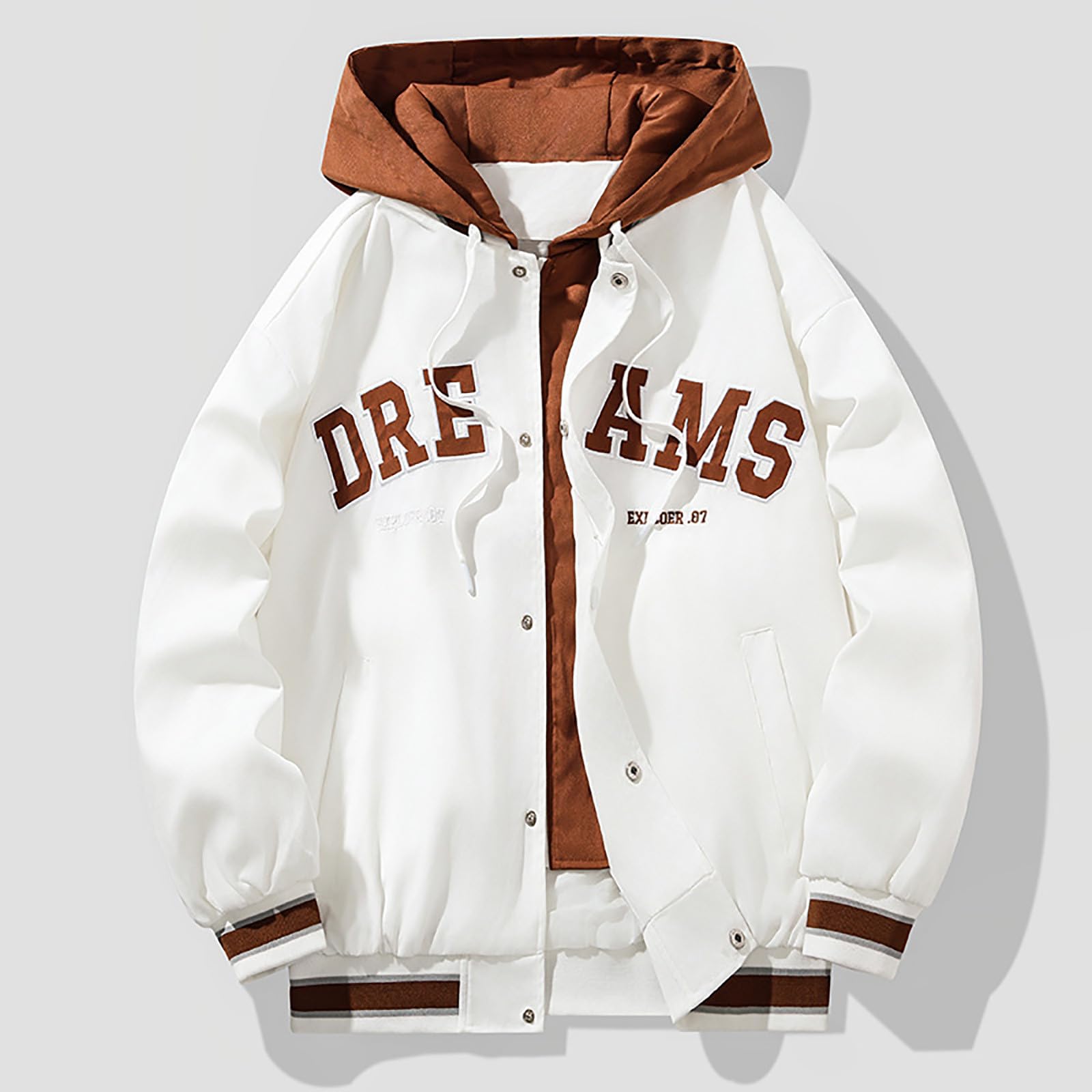 Generico Cappotto Elegante Uomo - Giacca con Cappuccio Casual da Uomo Primaverile E Autunnale Abbigliamento da Baseball di Tendenza da Strada Giacca con Parte Superiore Ricamata