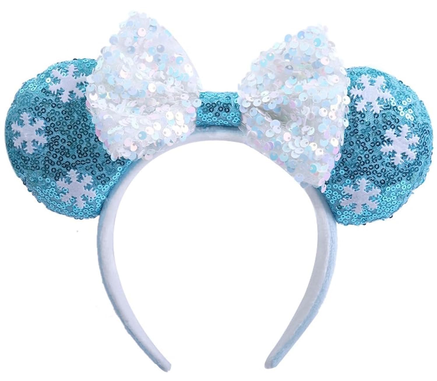 WW-WONDERFULWORLD Exquisite Big Ears Headbands With Bow & Glitter Sequins, for Cartoon Princess Women Costume Party Cosplay, Blue; 1ML