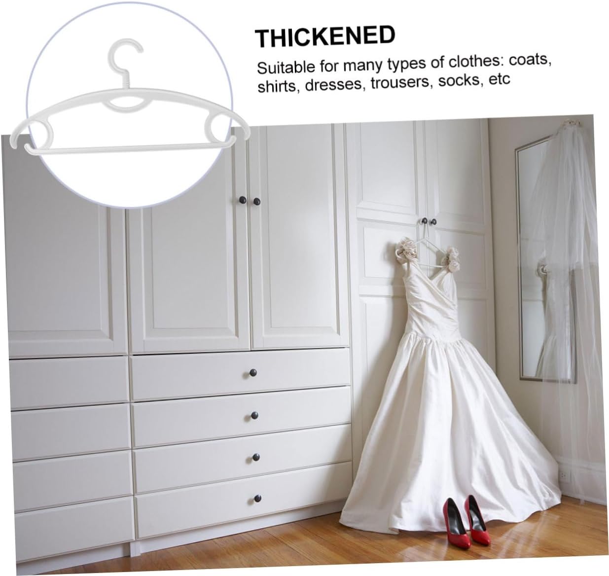 10pcs Thick Wide Traceless Garment Hangers Solid Non- Plastic Clothes Rackets for Space-Saving Storage Bedrooms Closets and Laundry Rooms Rotatable Design