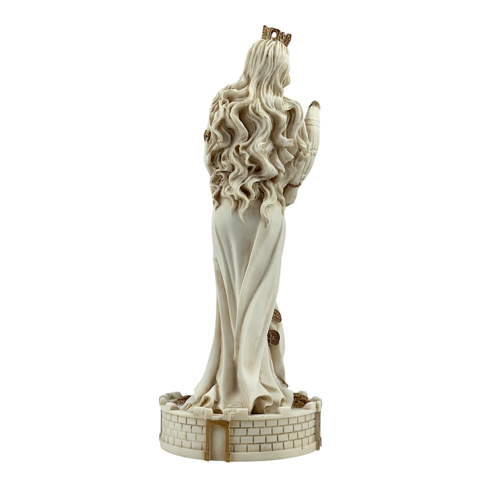 Tyche Fortuna statuetka - bogactwa i szczęścia, ręcznie wykonana rzeźba marmurowa na zamku, szare wykończenie, sztuka grecka, 39 cm