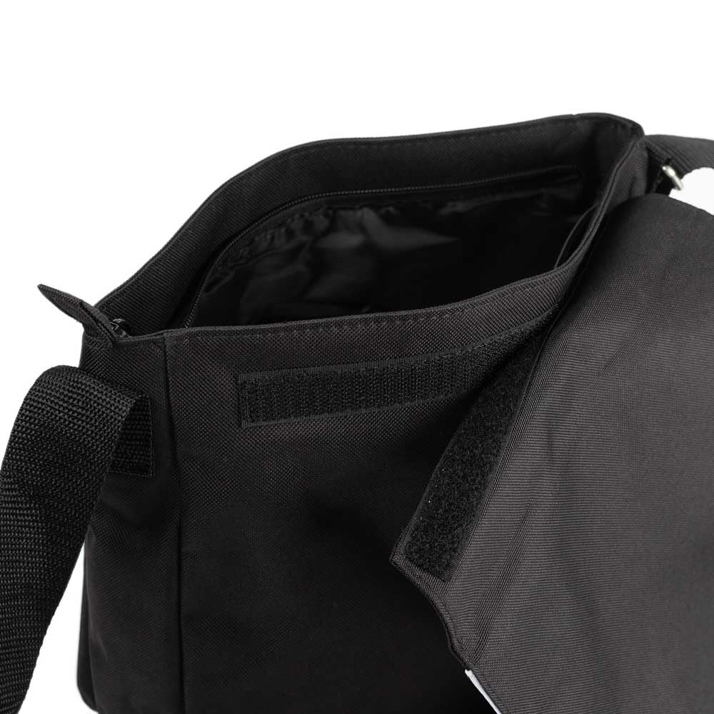 Borsa a tracolla nera personalizzata con foto - Stampa di foto sulla patta anteriore della borsa in tessuto nera personalizzata
