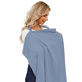 PPOGOO Muslin Nursing Cover for Baby Breastfeeding, Breathable Privacy Nursing Covers for Mom 100% Cotton Breastfeeding Cover with Rigid Hoop for Mother Nursing Apron (Sky Blue)