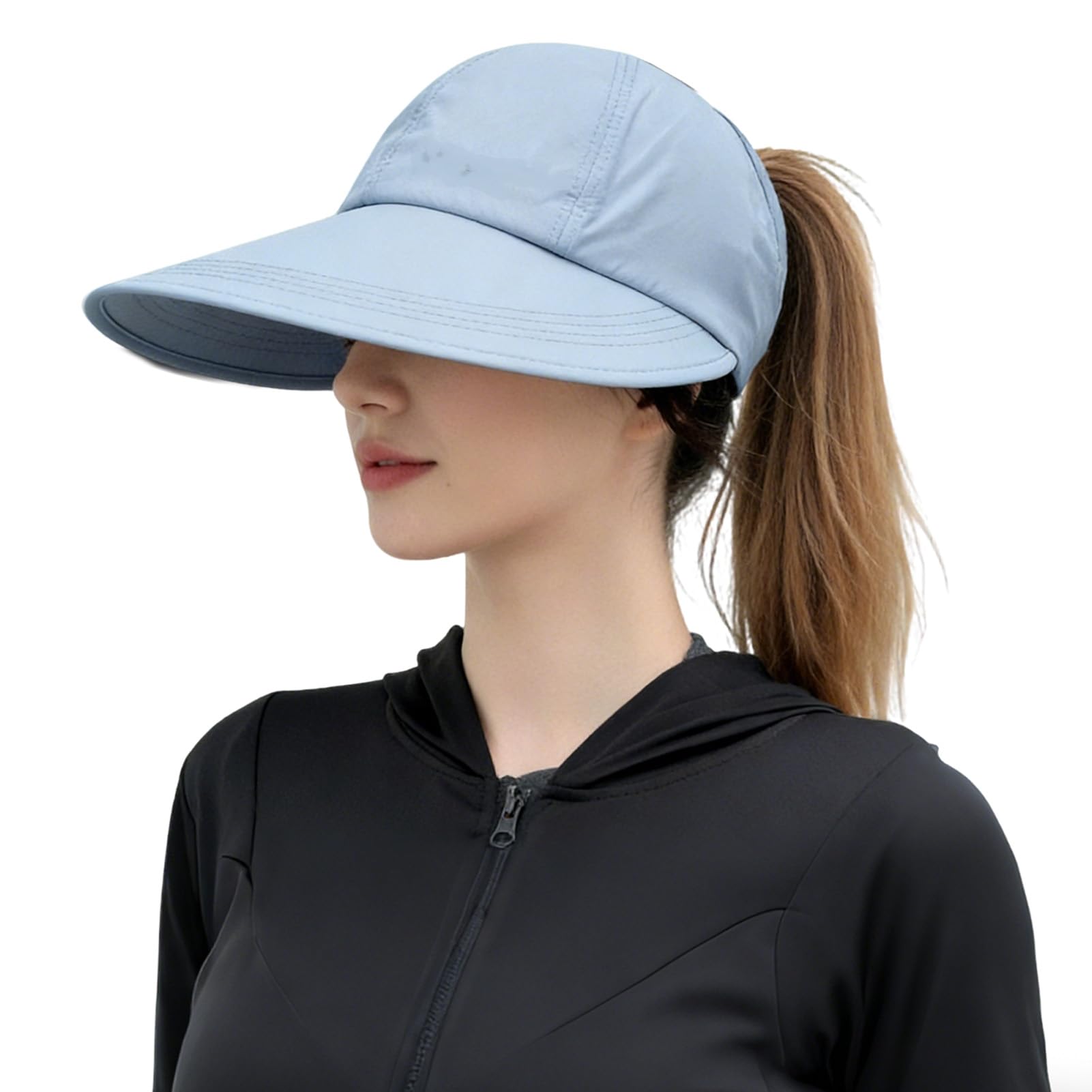 Eowduk Sunscreen Baseball Hat, Sun Protection Baseball Hat, Wide Brim Hats for Women, Lightweight & Adjustable (Blue)