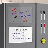 Vista 5 de Pizarra magnética acrílica de borrado en seco para refrigerador, paquete de 2 calendarios magnéticos de acrílico transparente y pizarra blanca