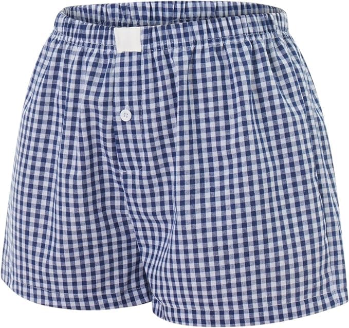 Image of Womens Y2k Plaid Shorts Women Cute Lounge Pajama Sleep Comfy & Casual Gingham PJ Boxer Shorts