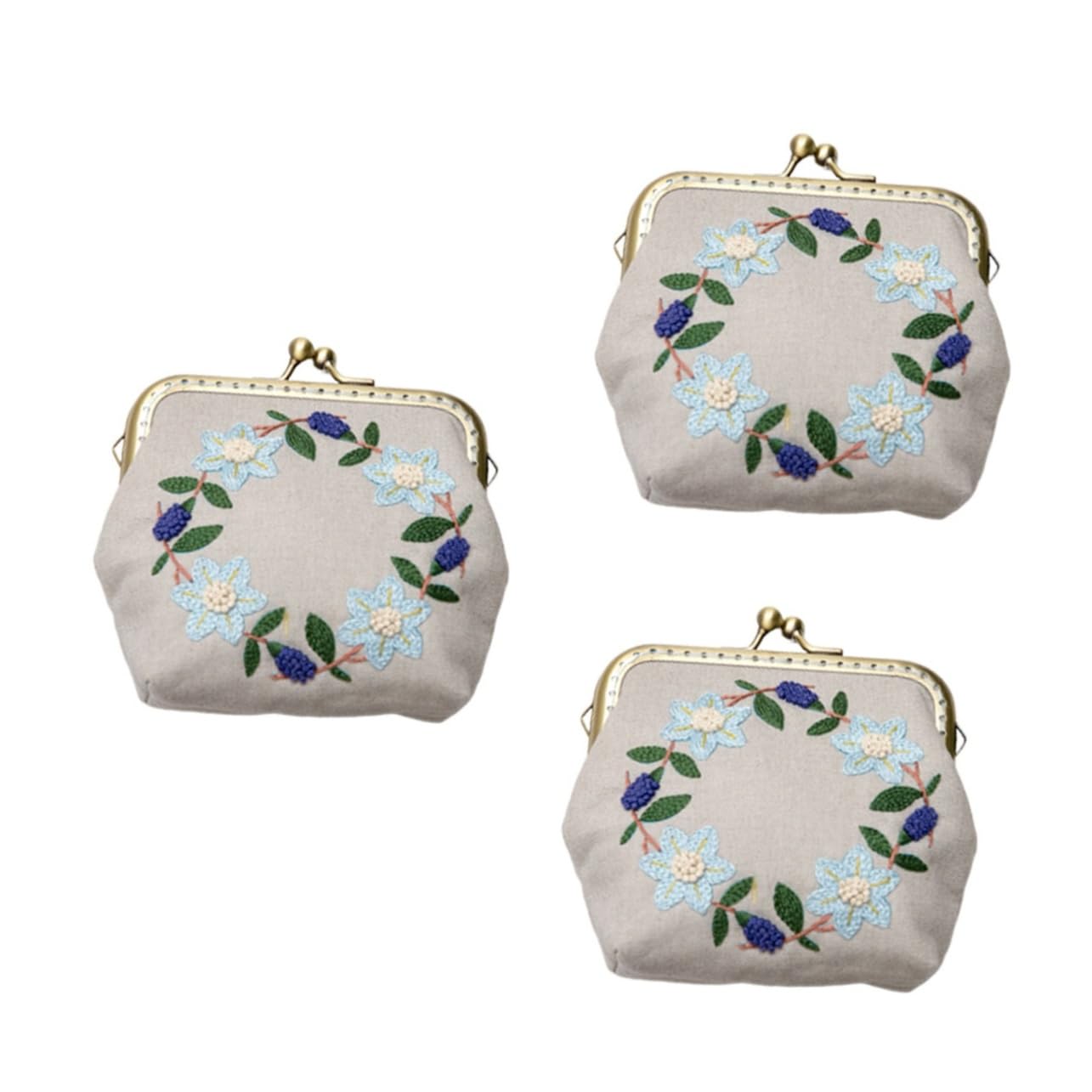 Operitacx 3sets Completo Di Kit Di Ricamo Fai Te Per Principianti Borsa Moneta Con Accessori Per Embroidery Include Tela Filo Di Lana Ago e Cornice Per Ricamo Per Donne e Bambine