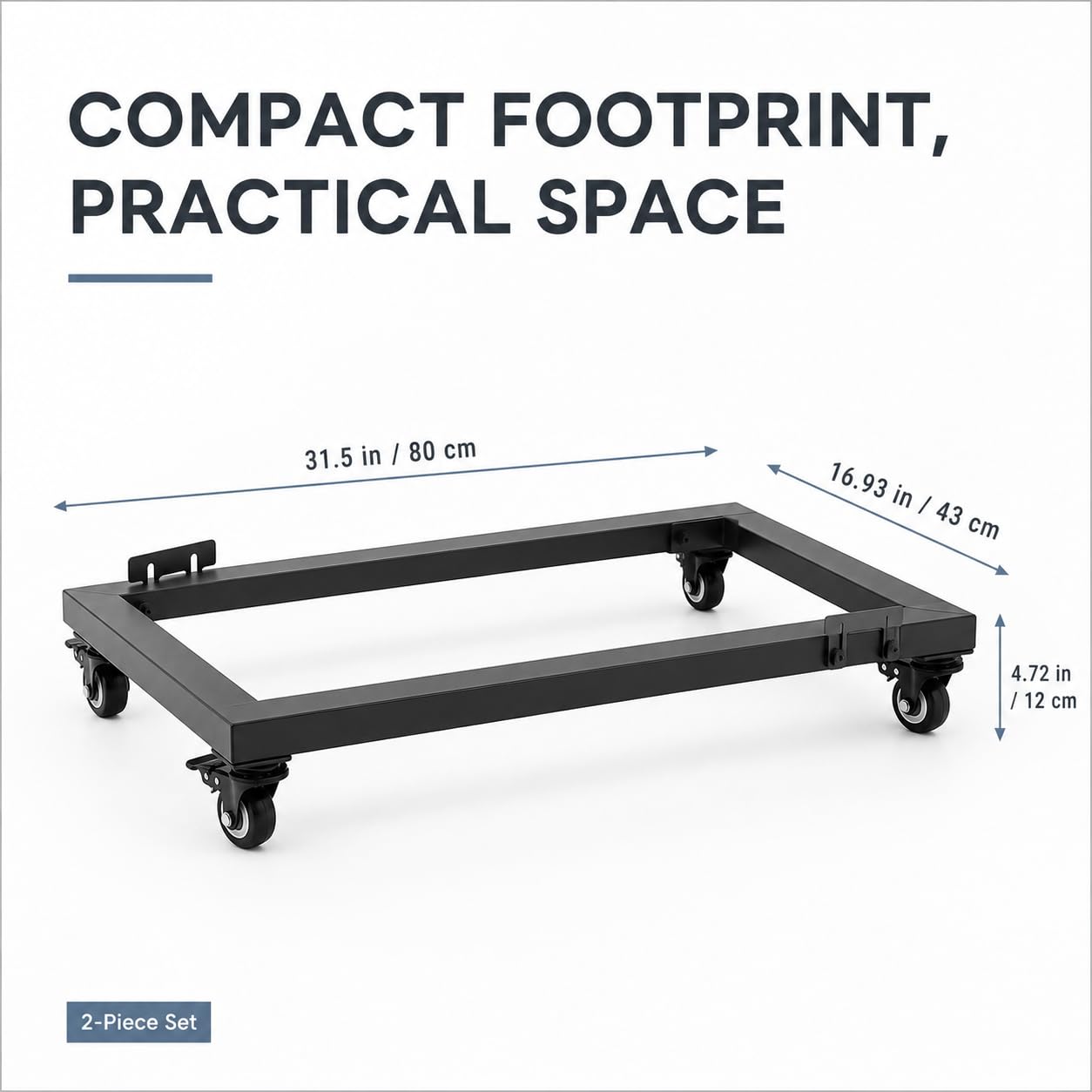 Carro para muebles (2 unidades, con ruedas, 150 kg, 80 x 43 x 12 cm)