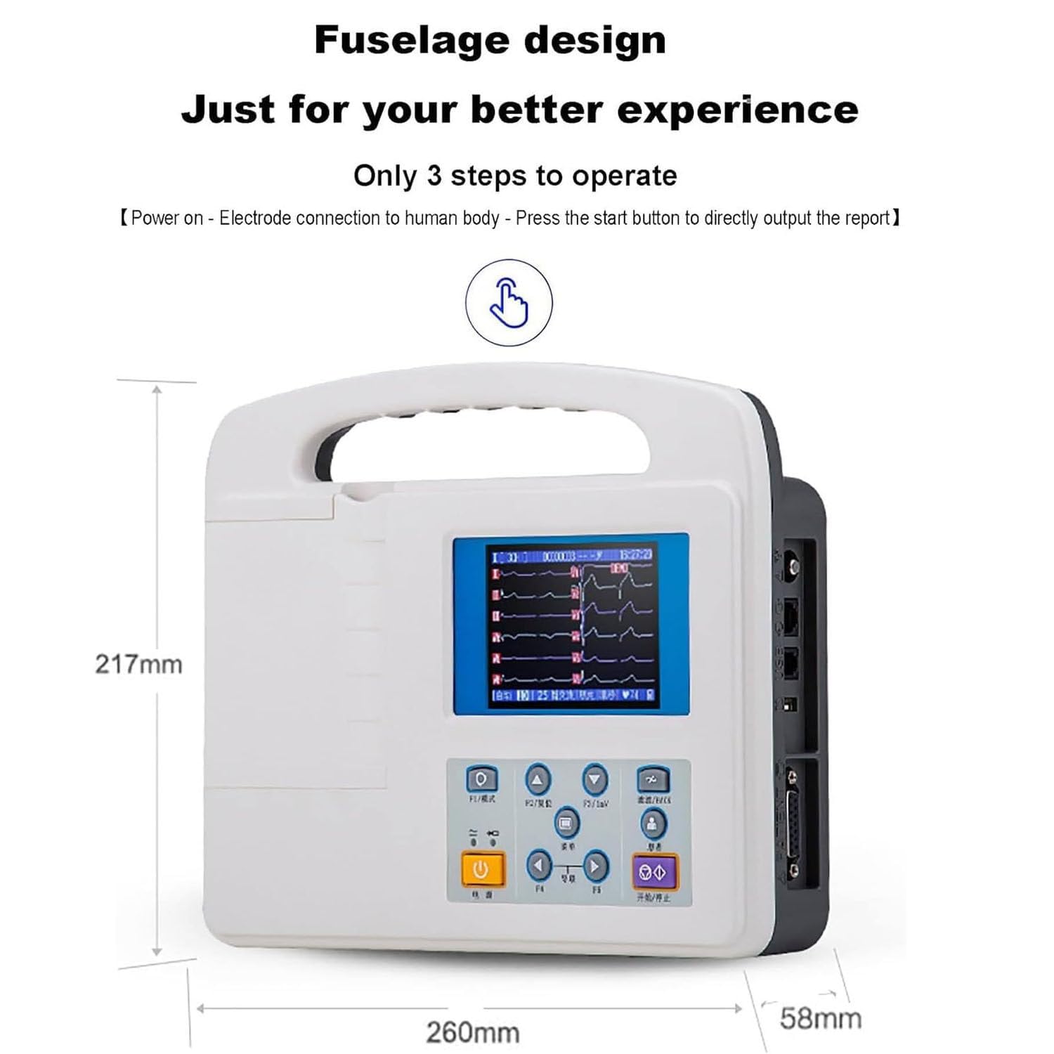 Monitor ECG, ECG digitale LCD professionale a 12 derivazioni e 3 canali con carta da stampa per la cura orale medica, i segni vitali,l'unità di terapia intensiva e la terapia intensiva cardiovascolare