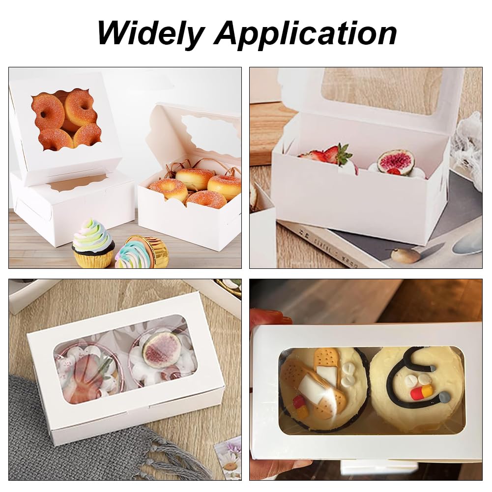 Scatole per Cupcake, Scatole per Dolci, Scatola per Biscotti, Scatola per Muffin, Porta Cupcake Cartone con Finestra Trasparente, per il Trasporto di Muffin, Torte, Dessert, Ciambelle, 20 Pezzi