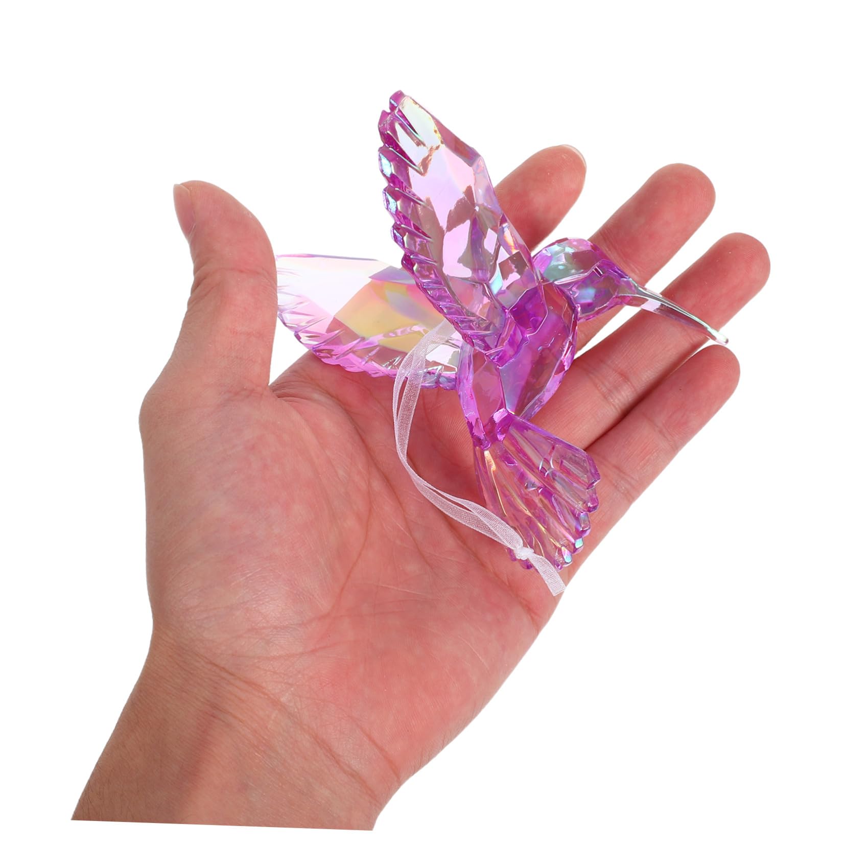 TOYANDONA 6 Stück 6-teiliges schillerndes Deko-Set mit transparenten Acryl-Vogelanhängern in bunten Farben für Fenster, Garten, Hochzeit und Weihnachtsbaum, leicht und fein gearbeitet