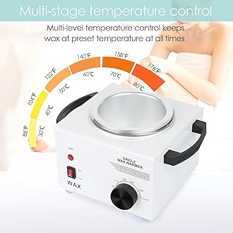 Wax Melt Warmer Professional Wax Warmer for Hair Removal Waxing Pot with 50pcs Wax Sticks, Quick Heats up Easy Read Fahrenheit, At Home Wax Heater for Wax Beans, Canned, Paraffin, or Block 16.9oz