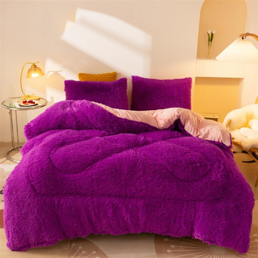 超暖かい両面ベルベットキルトのぬいぐるみ掛け布団、シャギーふわふわ