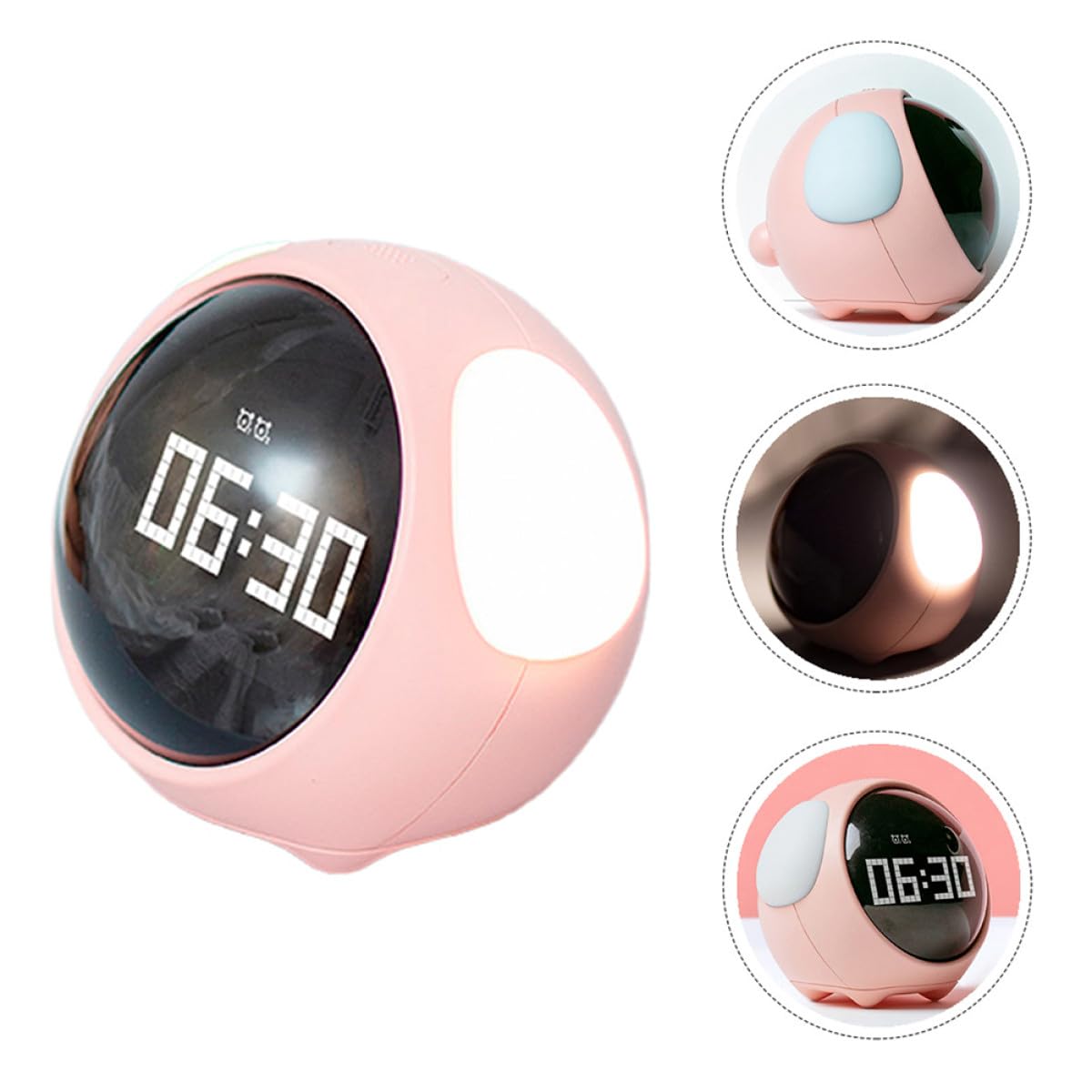 Toyvian Réveil LED à Motif Numérique Intelligent pour Garçon et Filles, Lumineux, Veilleuse Tactile, Batterie Rechargeable, Réveil Adorable pour Chambre D’Enfants, Couleur Rose