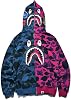 LIAOPUFUS Men's Shark Mouth Fashion Hooded Sweatshirt Zipper Long Sleeve Hip Hop Street Wear Style Hinges Camouflage