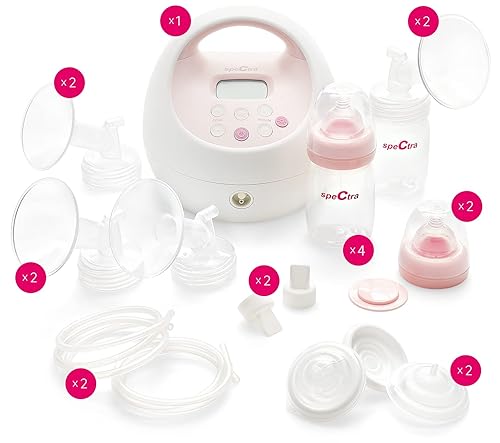 Spectra - Paquete de extractor eléctrico de leche materna S2 Plus con bomba S1, adaptador de corriente de CA de 12 voltios, puntas de cable de