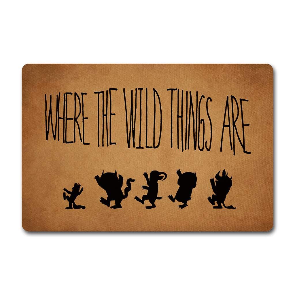 Funny Entry Rugs for Inside House Decor Indoor Rubber Doormat Where The Wild Things are Personalized Monogram Kitchen Rugs and Mats with Anti-Slip Rubber Back Novelty Gift Mat(23.7 X 15.9 in)
