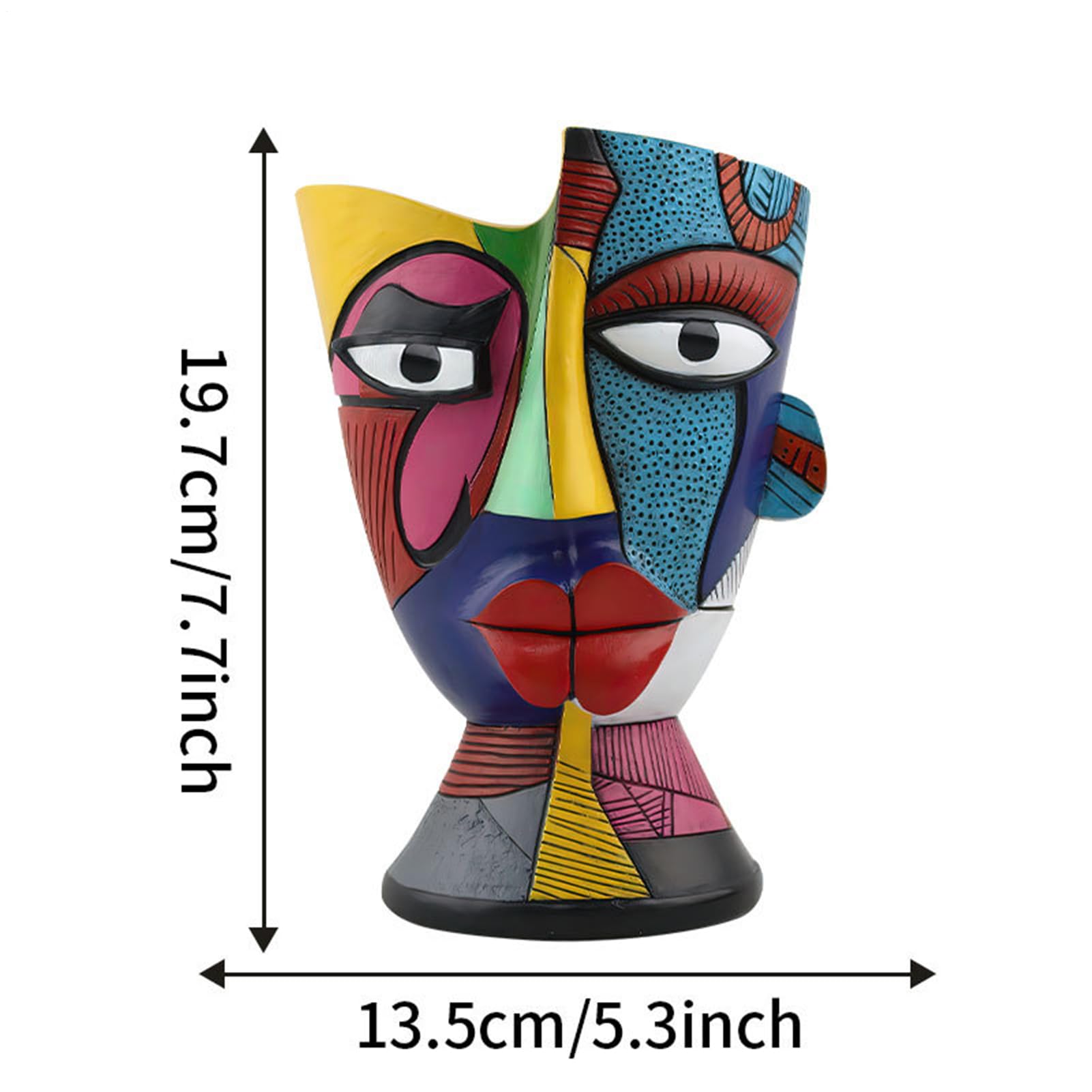 Pićasso Abstract Face Pot - Blumenkübel aus Harz, einzigartiges menschliches Gesichtsdesign, bunter dekorativer Vase mit Drainagelöchern | Behälter für Sukkulenten für den Innen- und Außenbereich für