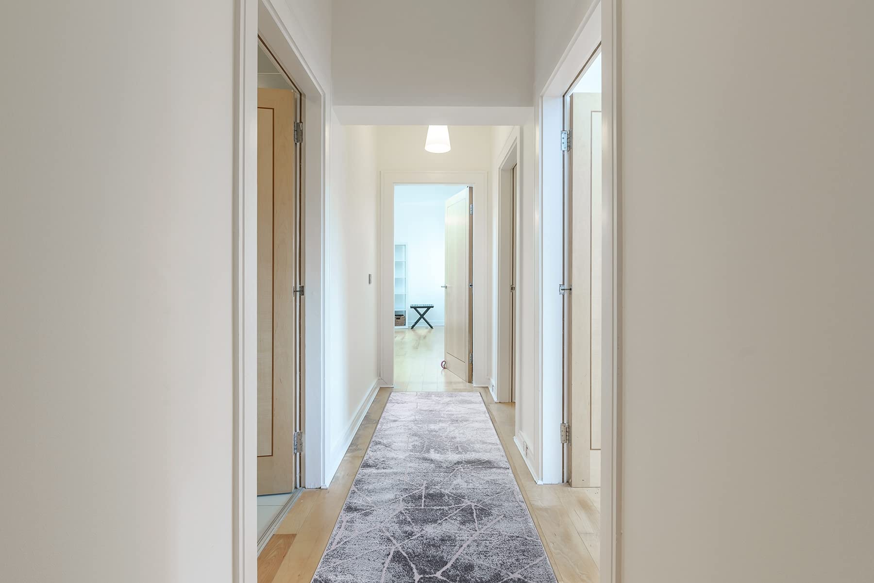 rugsx Tapis de coluoir Structural MEFE pour la Cuisine, Le Hall, Le Couloir, Solide, Moderne, Marbre - Deux Niveaux de Molleton Gris 80x300 cm