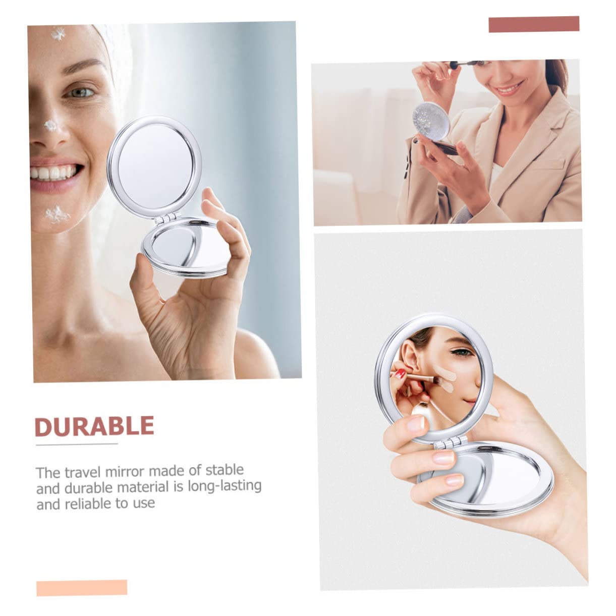 Espejo de Viaje Plegable Doble Cara Abs 4 Piezas Compacto