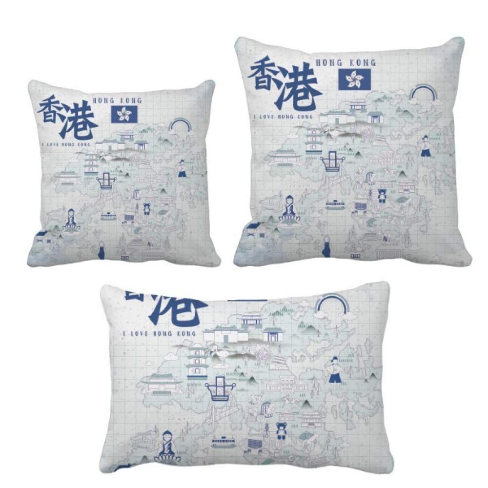 Coussin porcelaine Hong Kong motif points celebres decoration de salon